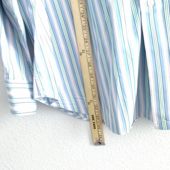 POLO RALPH LAUREN Mens Large Button Down WorkPink Green Blue Stripe 100% Cotton - Picture 6 of 7